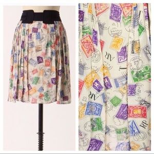 Anthropologie Postage Stamp Skirt